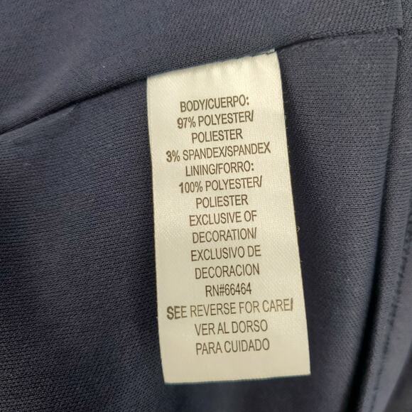 Sandra Darren Navy White Ponte Knit Sheath Dress Pockets Lined Womens 14 New - Picture 6 of 8